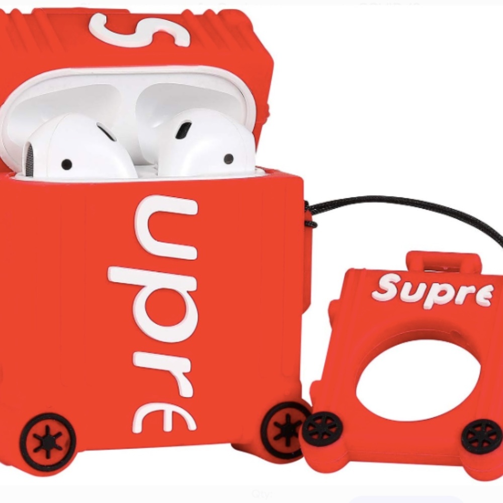 Black or Red Supreme inspired case for AirPods - Picture 2 of 4